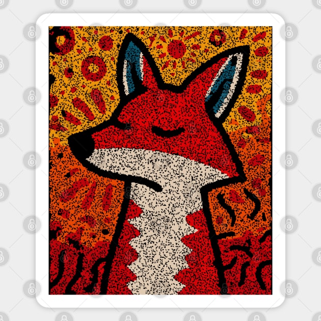 Fox Folk Art Design – Woodland Animal Illustration Magnet by TuncGK
